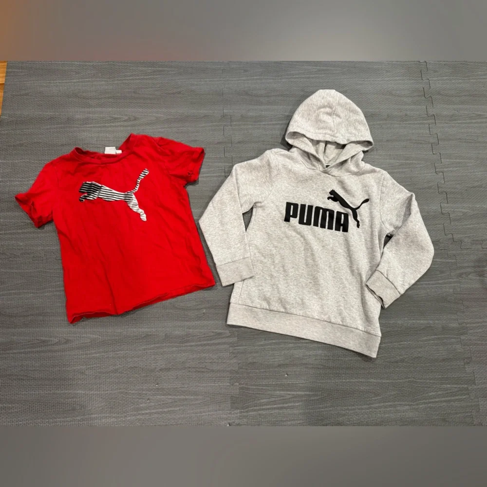 Puma Red T-Shirt and Gray Hoodie 3 piece Set - Picture 2 of 5